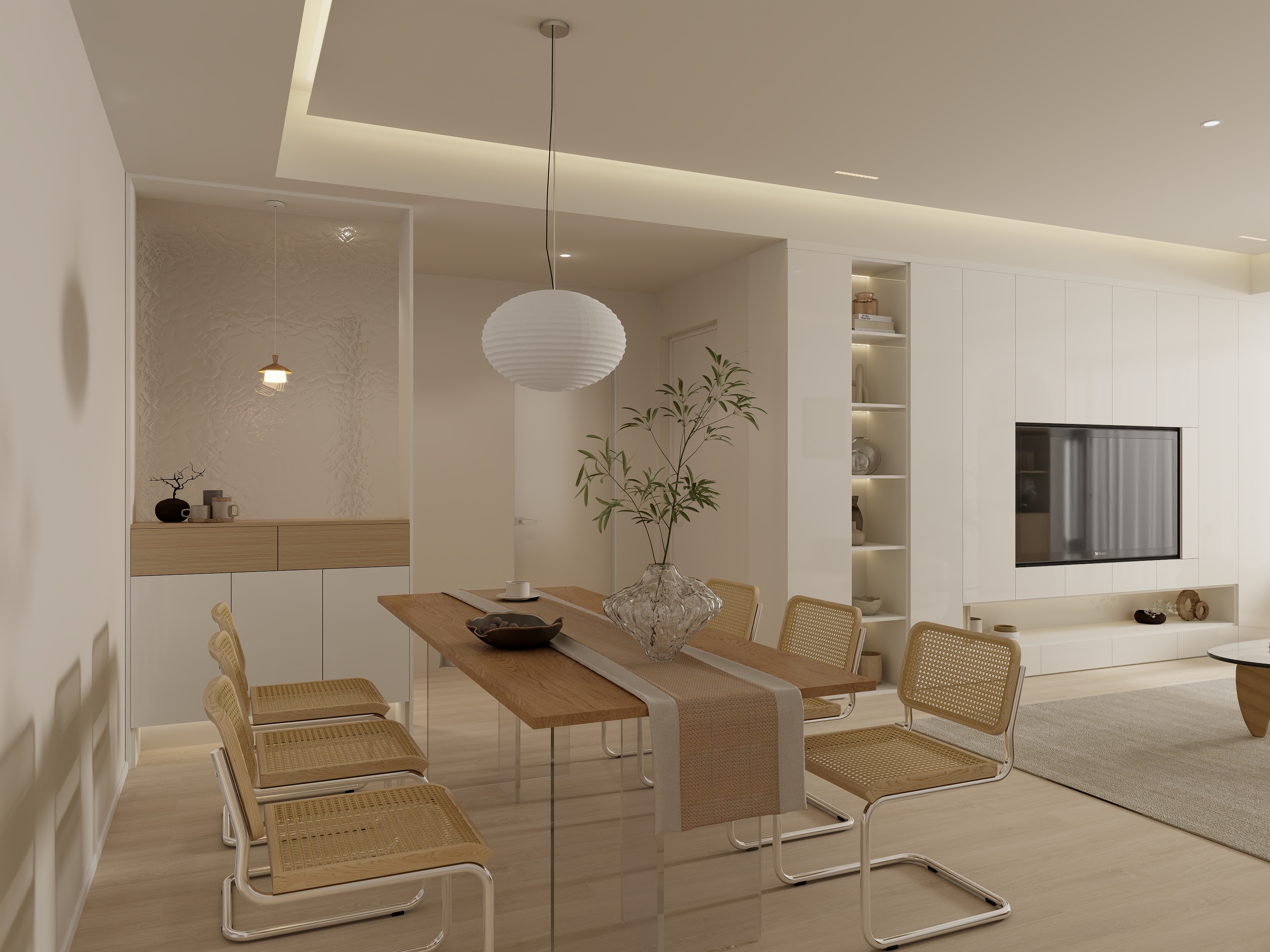 吴谷-人居龙湖东岛139㎡3室极简奶油风-装修设计方案