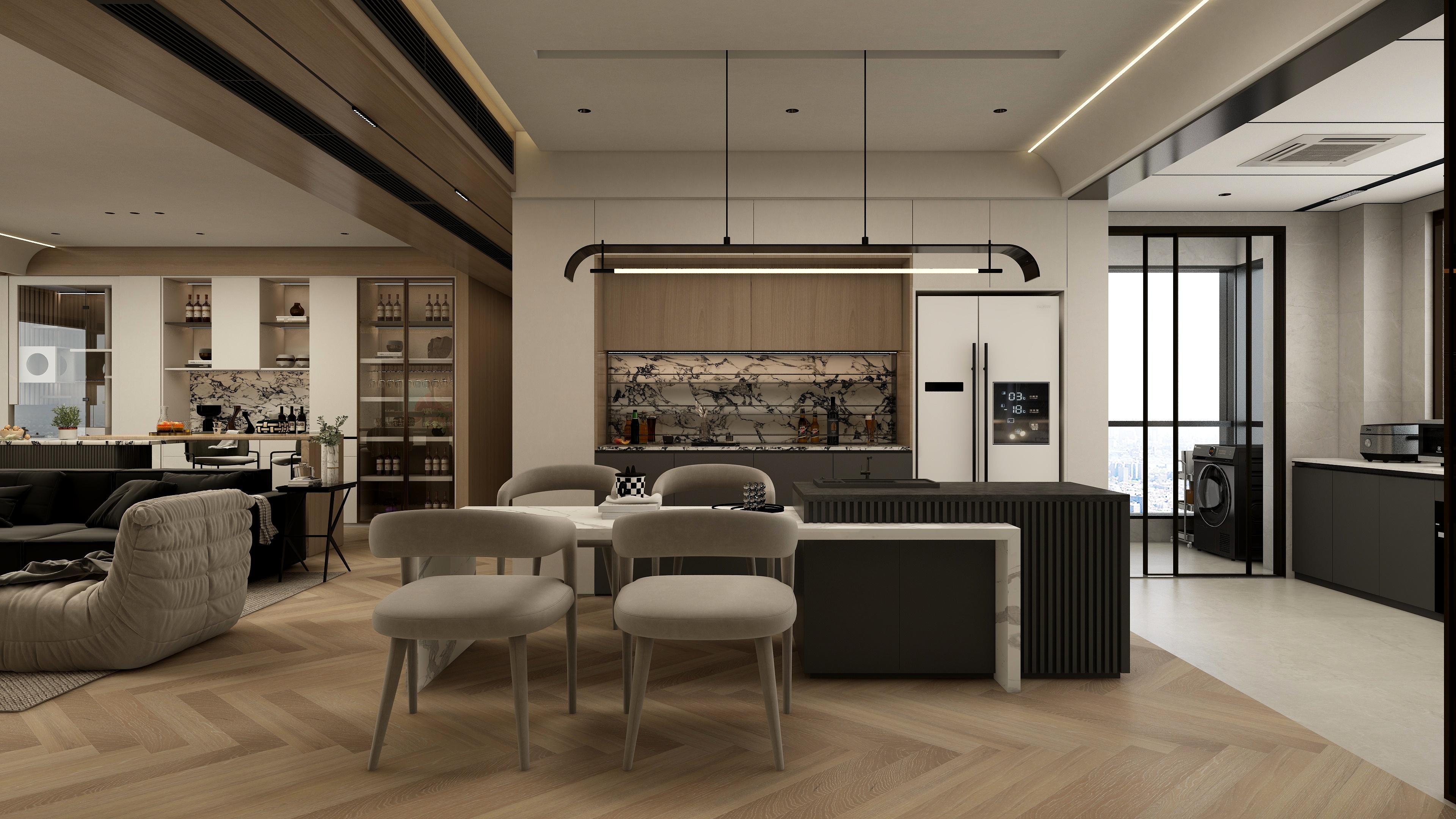 张煜强煜境设计-185平米现代混搭大平层装修效果图