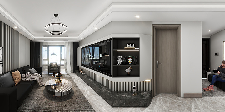 欧邦全屋定制 （江夏店）-金茂洋房108平3室 黑白灰调-装修设计方案