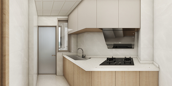 Modern Minimalist Kitchen with White and Wood Tones