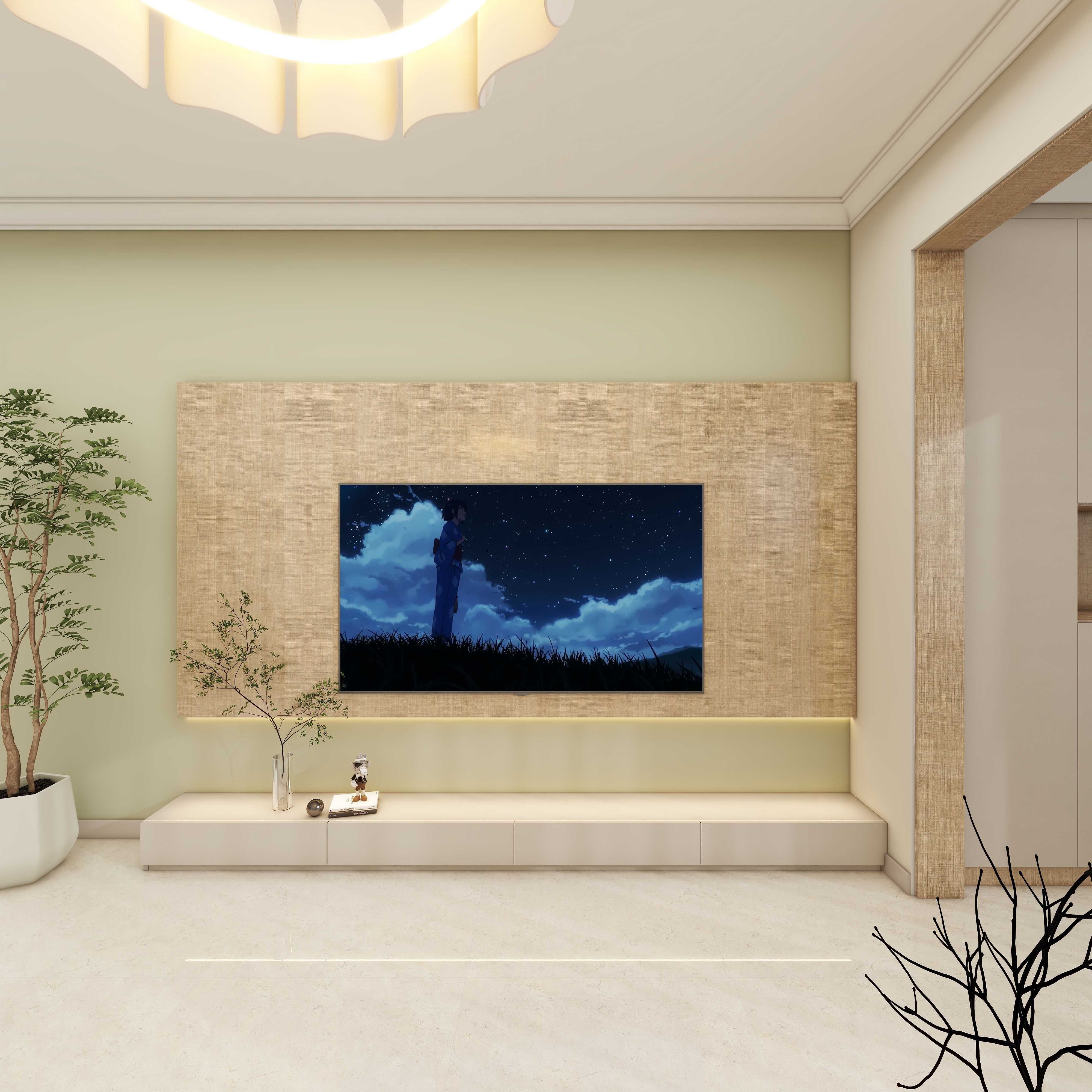 壹诺设计工作室-85㎡3室-原木风一层客餐厅装修效果图第4张