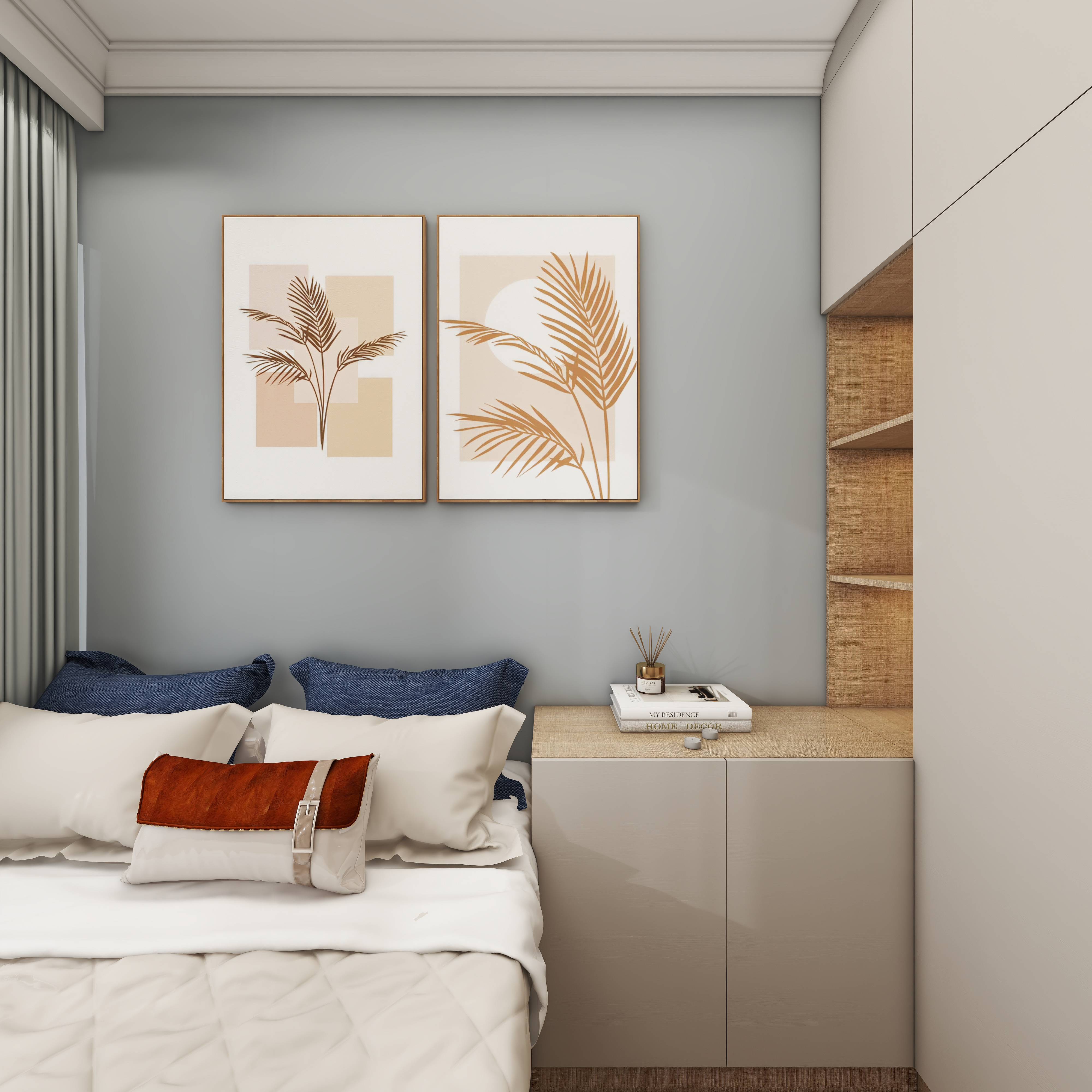 壹诺设计工作室-85㎡3室-原木风一层次卧装修效果图第3张