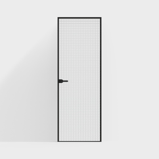 White Modern Narrow Iris Glass Single Door 3D Model