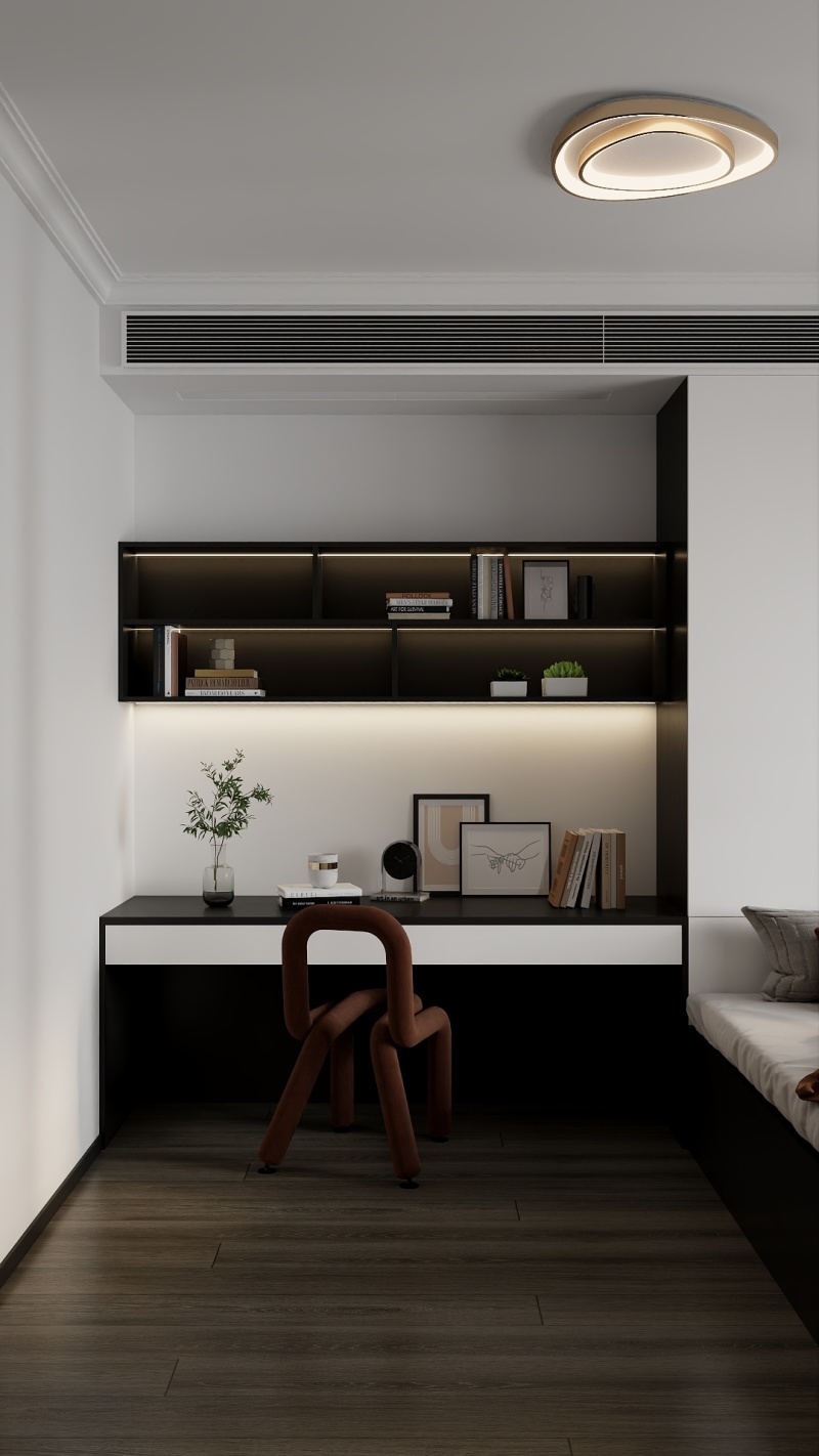 Modern Black & White Home Office with Study Vibes