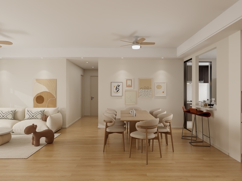Creamy Beige Modern Dining Room