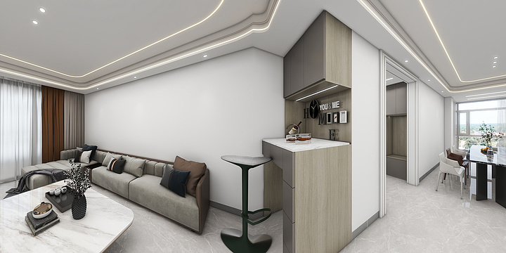 东莞全案设计师-无主灯设计--150平四房改三房3D效果-装修设计方案