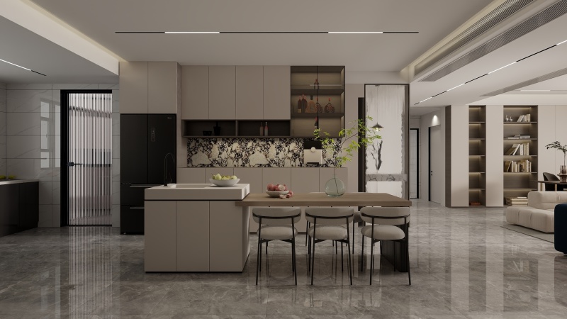 Modern Transitional Dining with Gray Tone