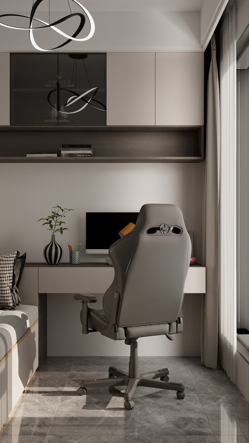 Modern Transitional Home Office with Gray Tone