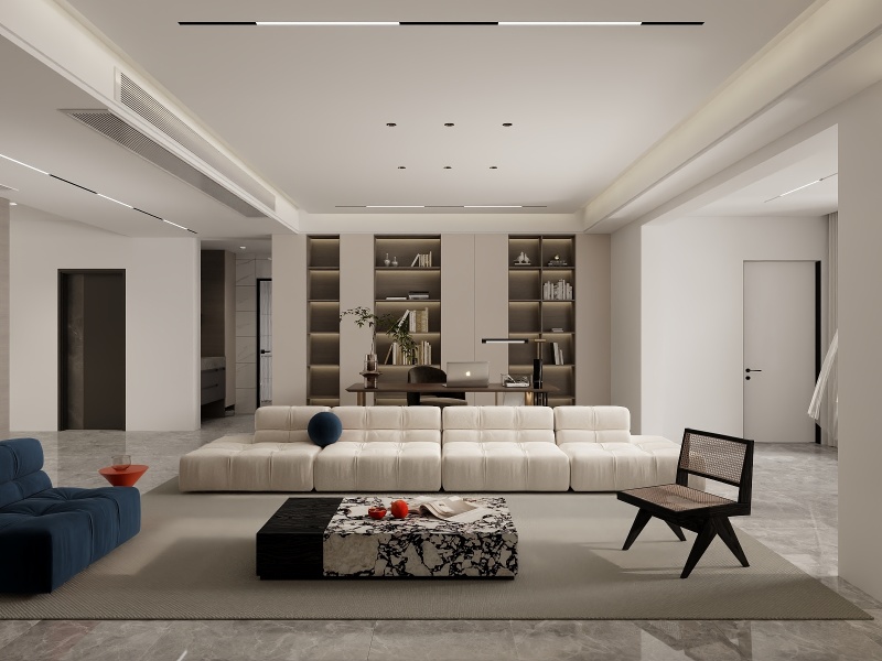 Modern Minimalist Living Room with Retro Touches