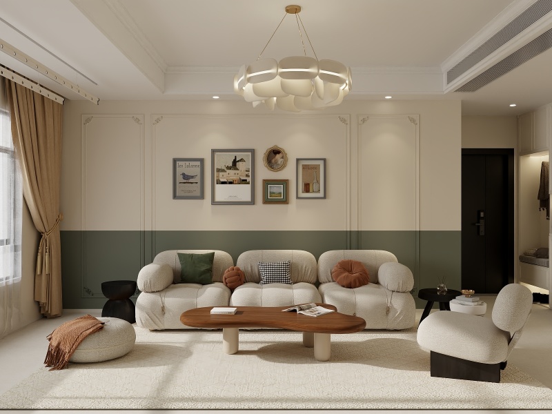 Modern Creamy Living Room with Artsy Touch