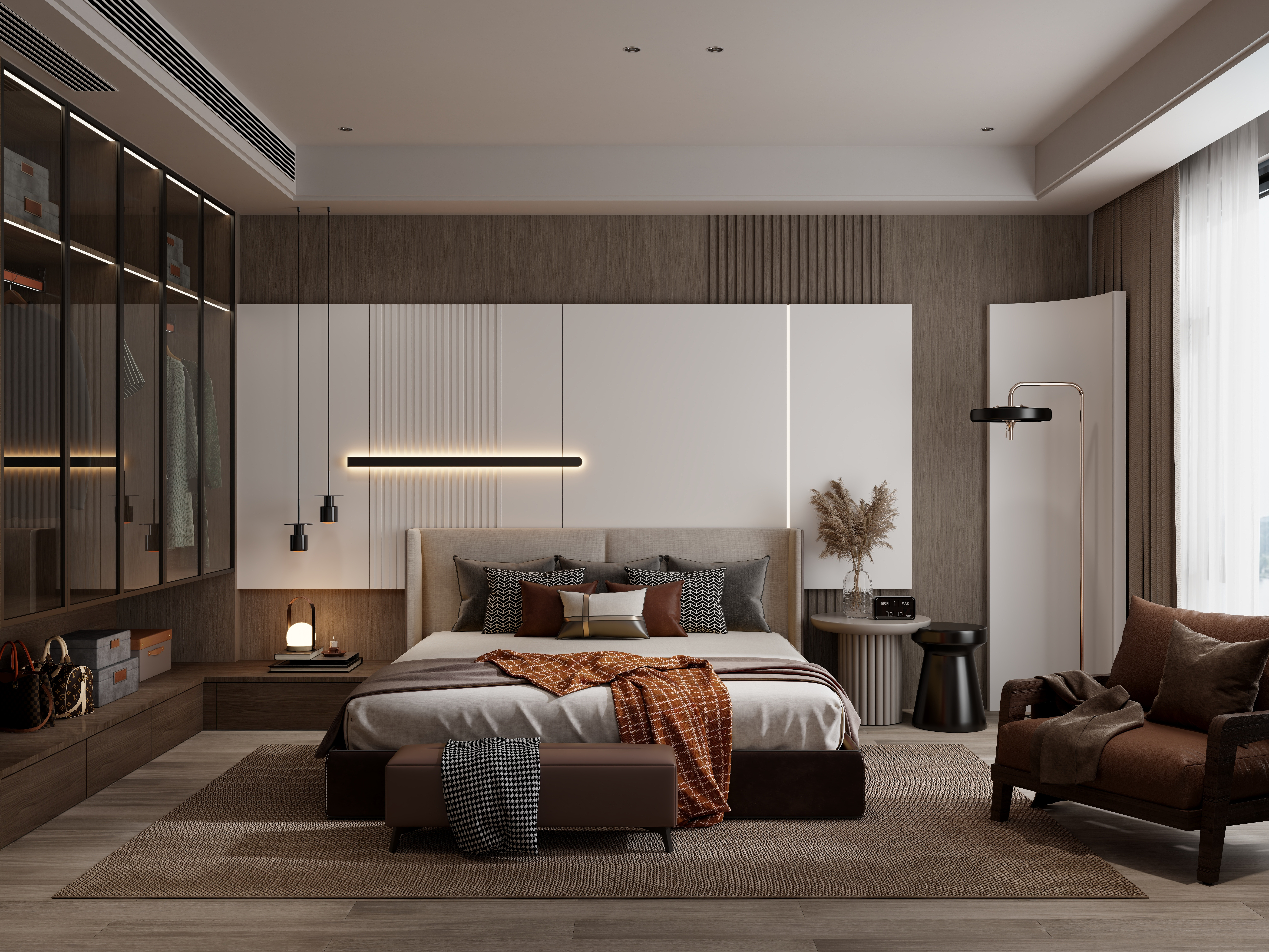 淮南东顶装饰工程有限公司-意式轻奢主卧-装修设计方案