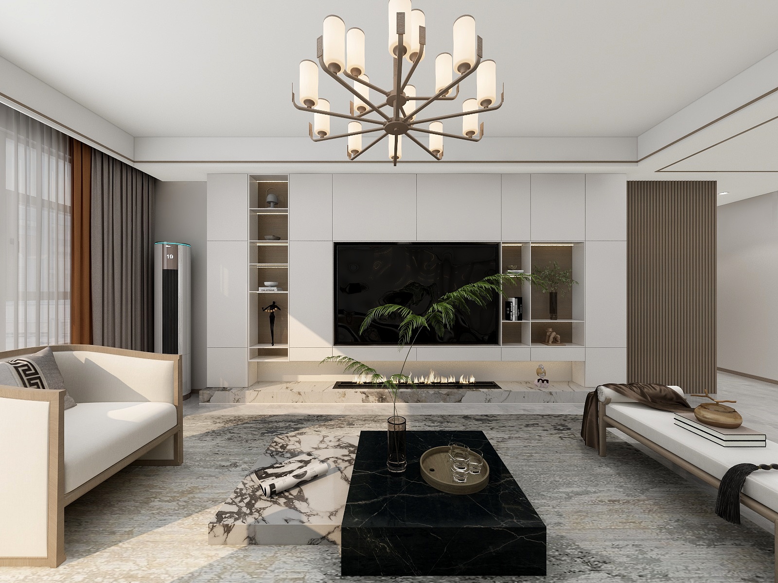 张凯-汇置尚岛156方-新中式装修效果图