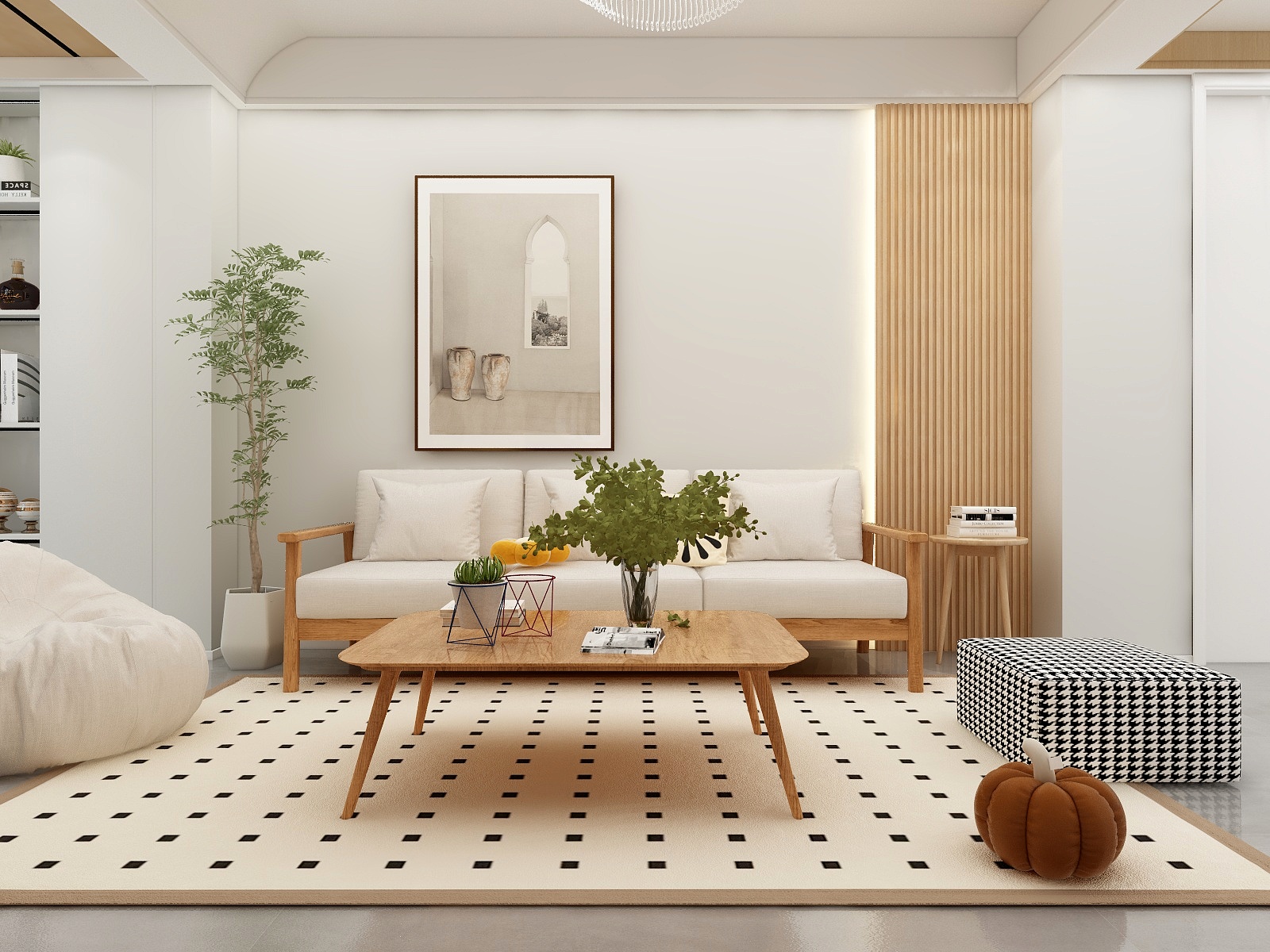 张旭-现代原木风三房装修效果图