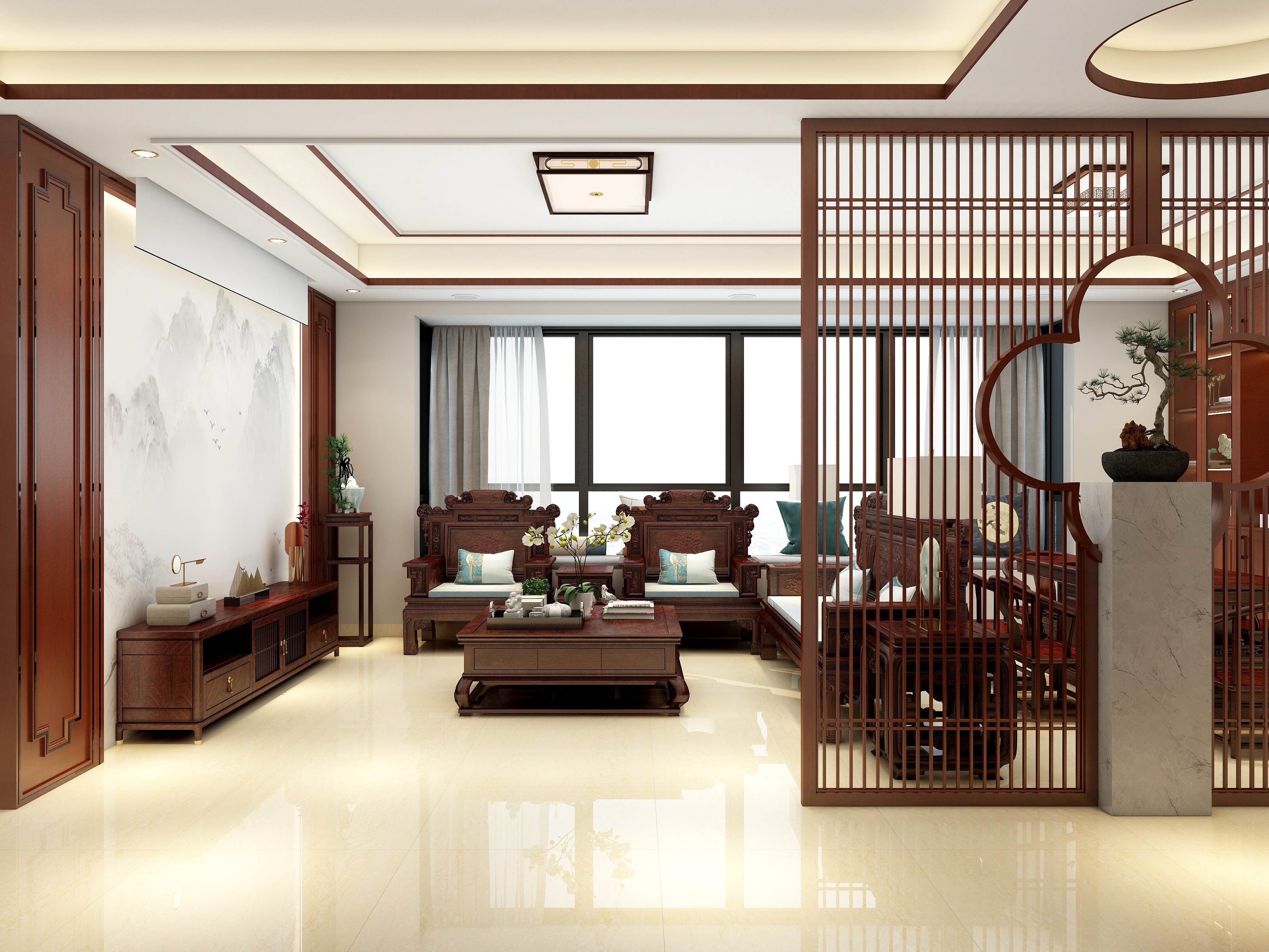 李立猛-红木家居四居设计装修效果图