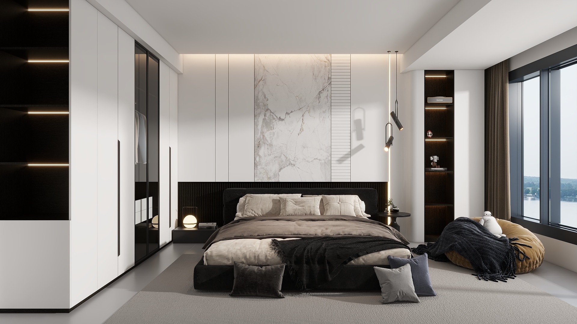 乐屋装饰.-简约卧室（黑白灰）-装修设计方案