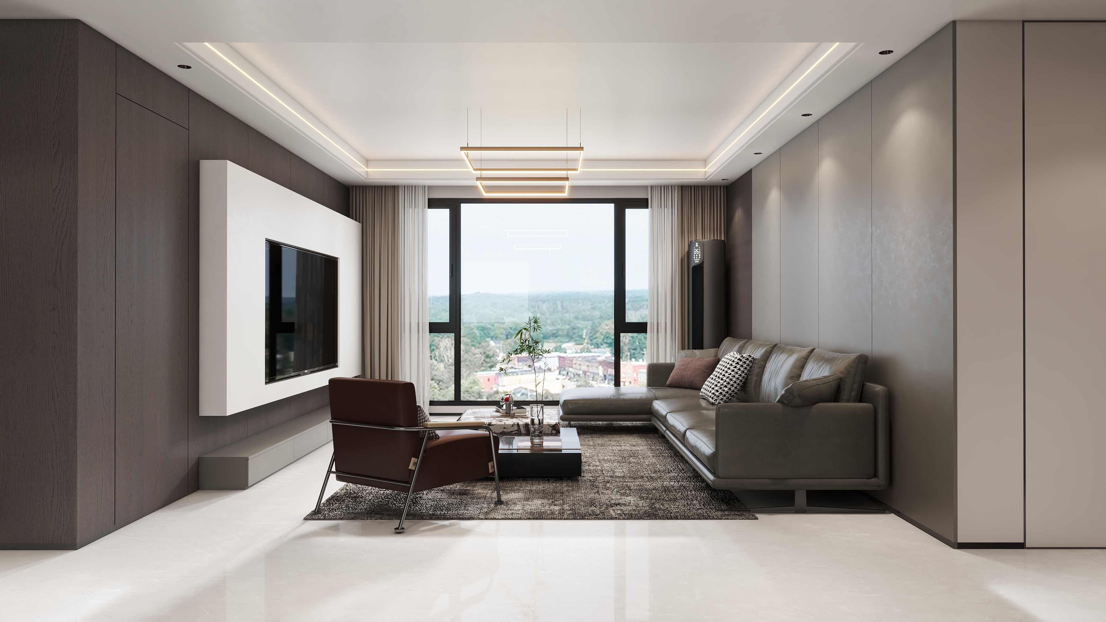 清晨空间设计-现代意式94三室两厅装修效果图