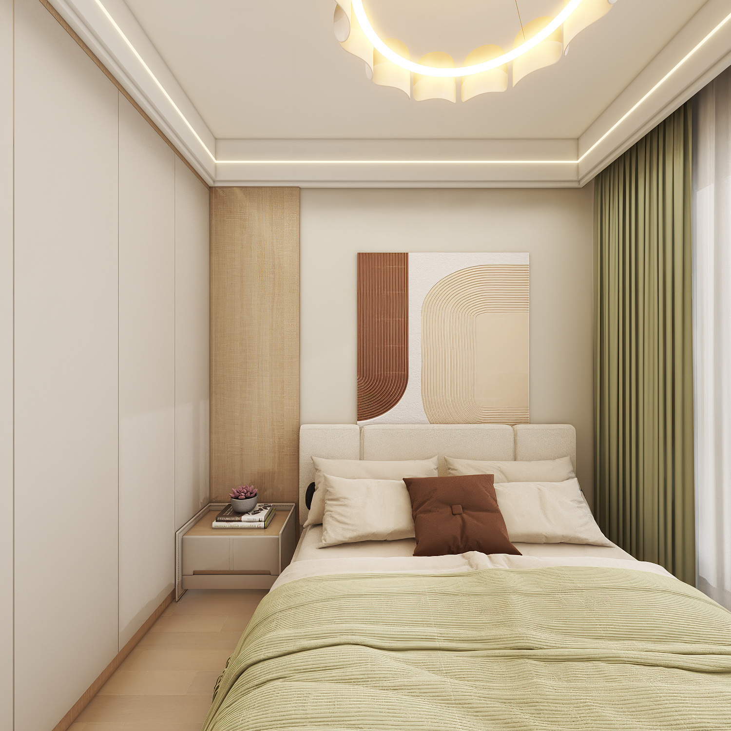 壹诺设计工作室-114㎡4室-原木风一层次卧装修效果图第4张