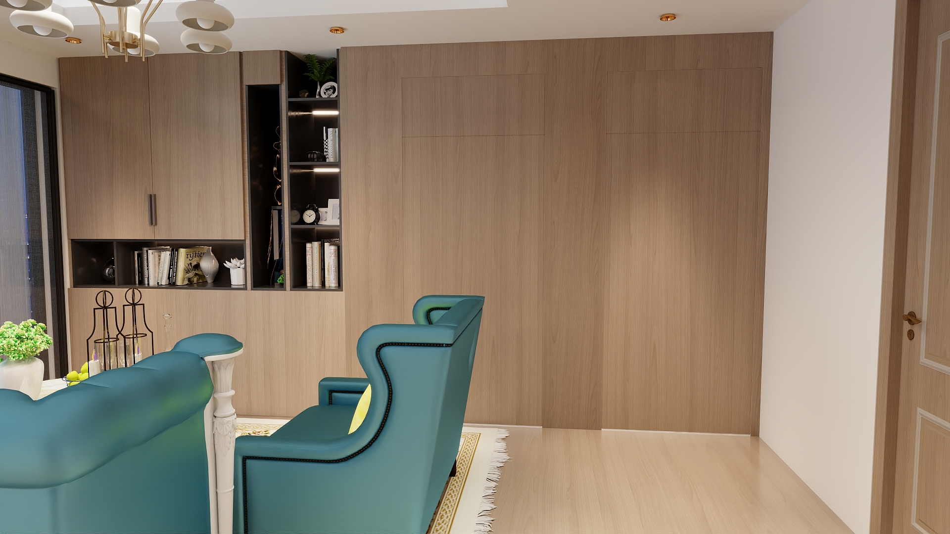 138****6114rihu-梓和苑89平三室隐形门方案装修效果图