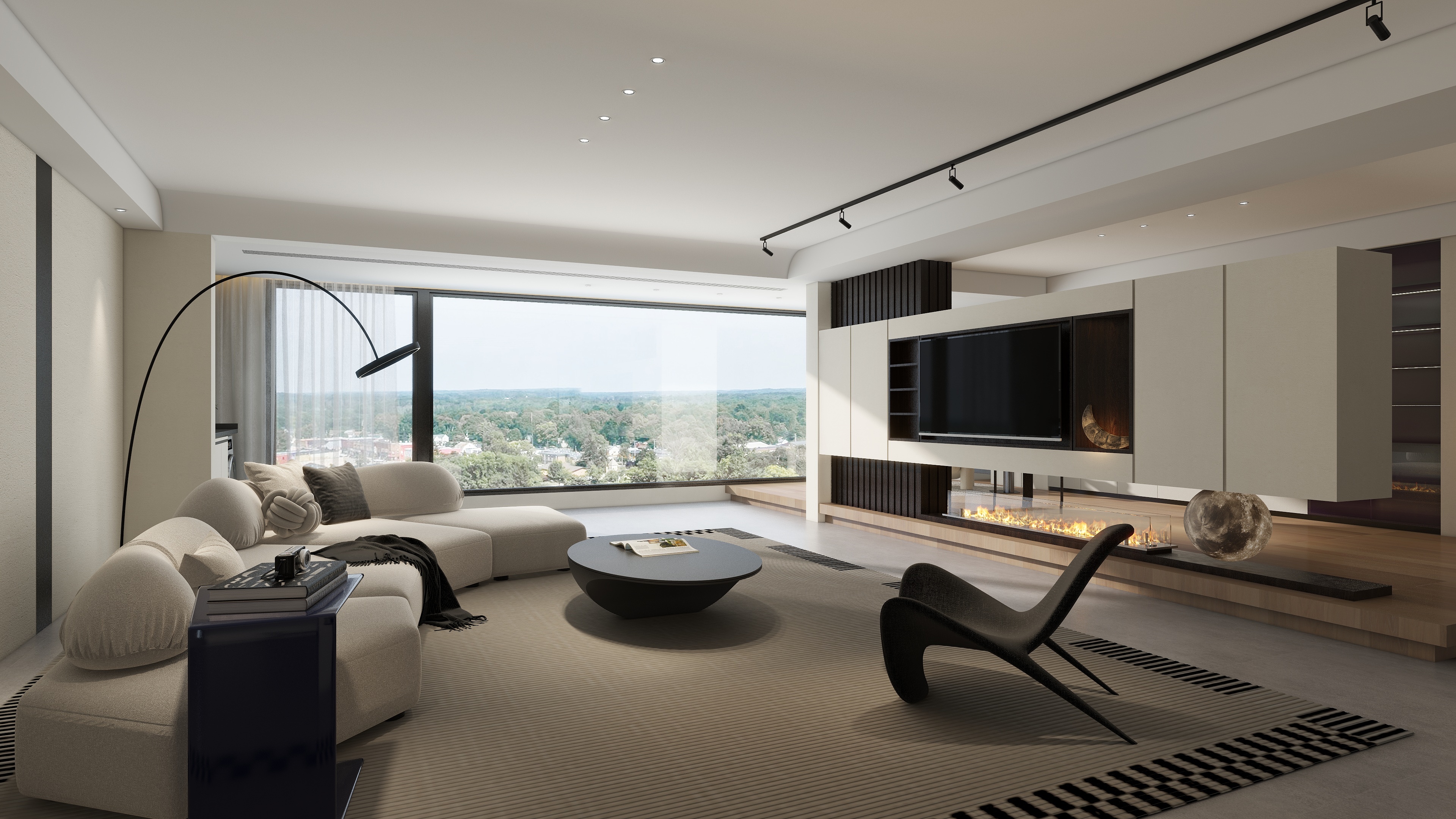 大金空调官方-200㎡现代风-于黑白灰中探索极简美学！装修效果图