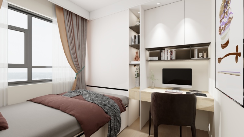 Modern Minimalist Bedroom with Gray Tone