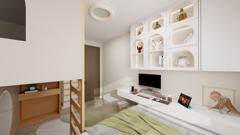 Modern Kid's Room with Creamy Yellow Tones