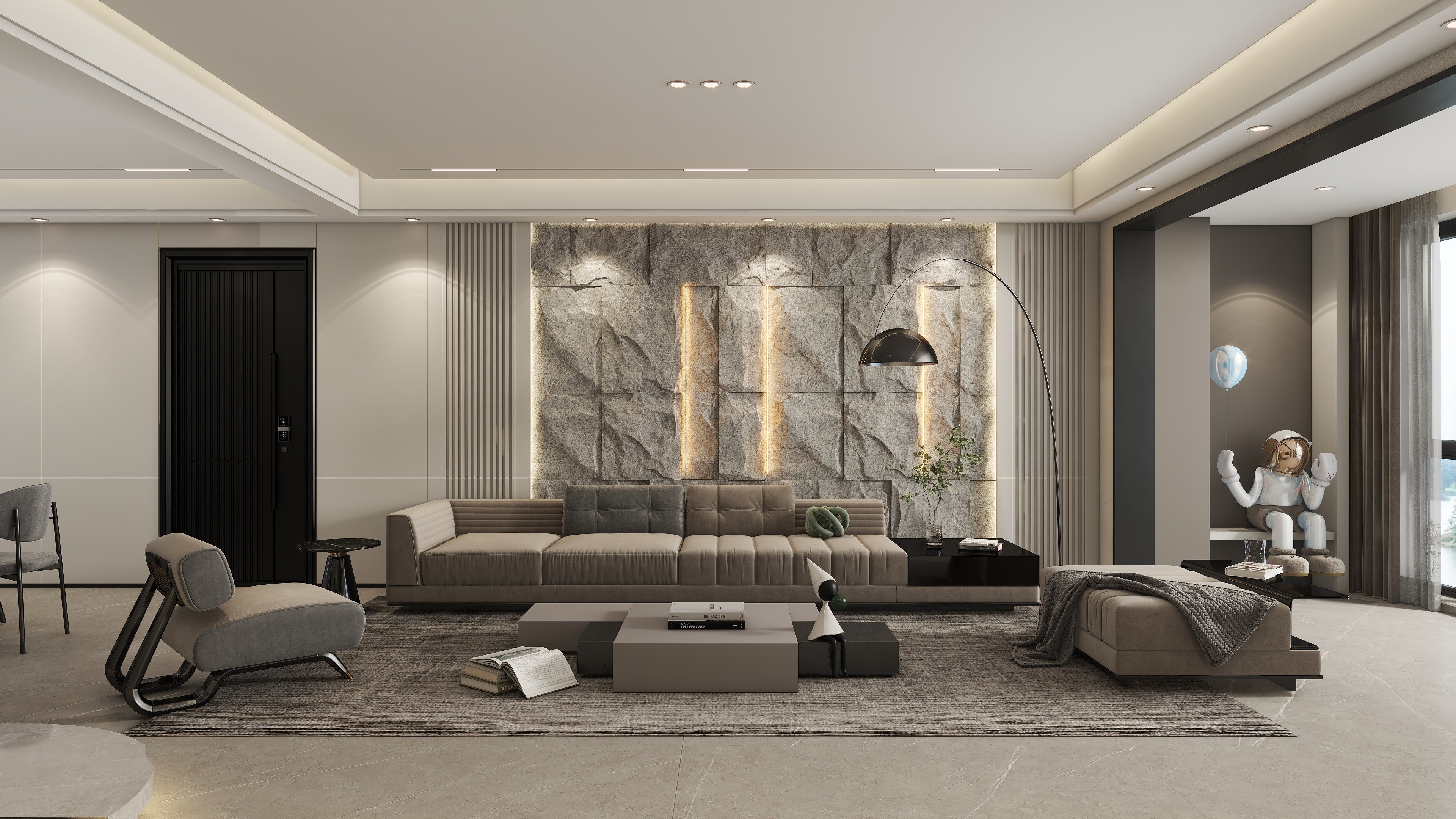 刘惠.-200㎡现代轻奢复式装修效果图