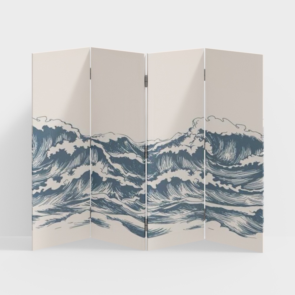 中古风彩绘屏风