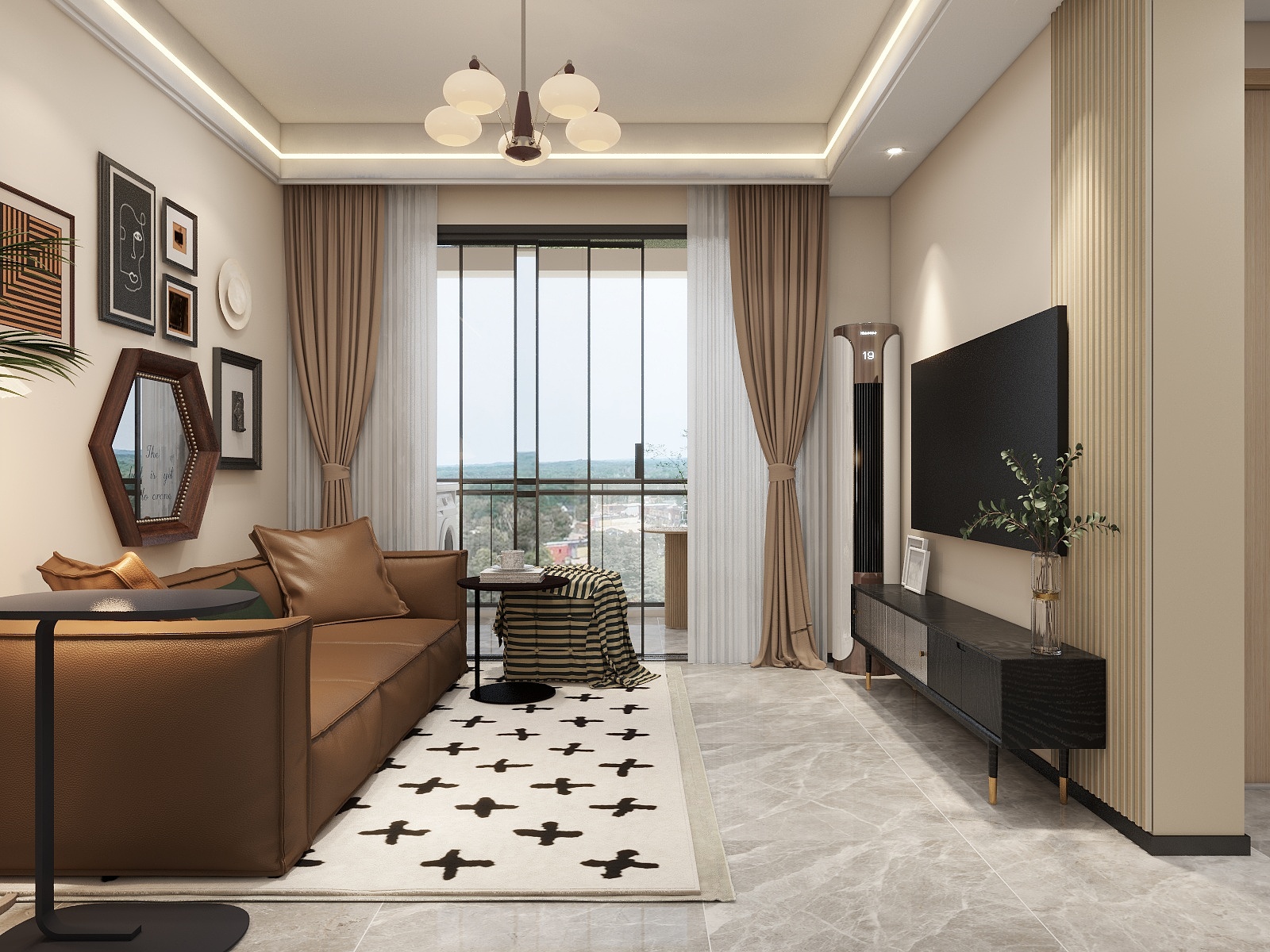 湛智华-现代中古风87平3房-装修设计方案