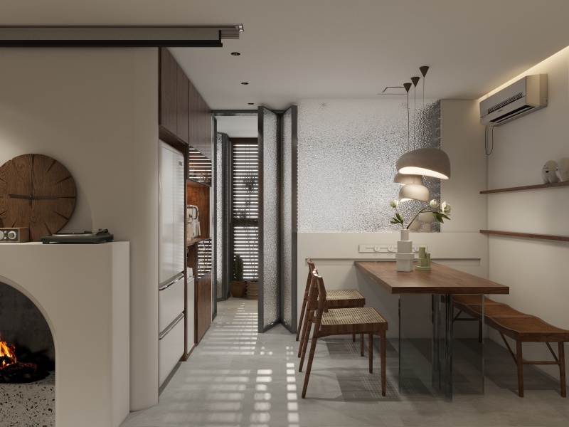 Modern Kitchen with Brown Wood Tone