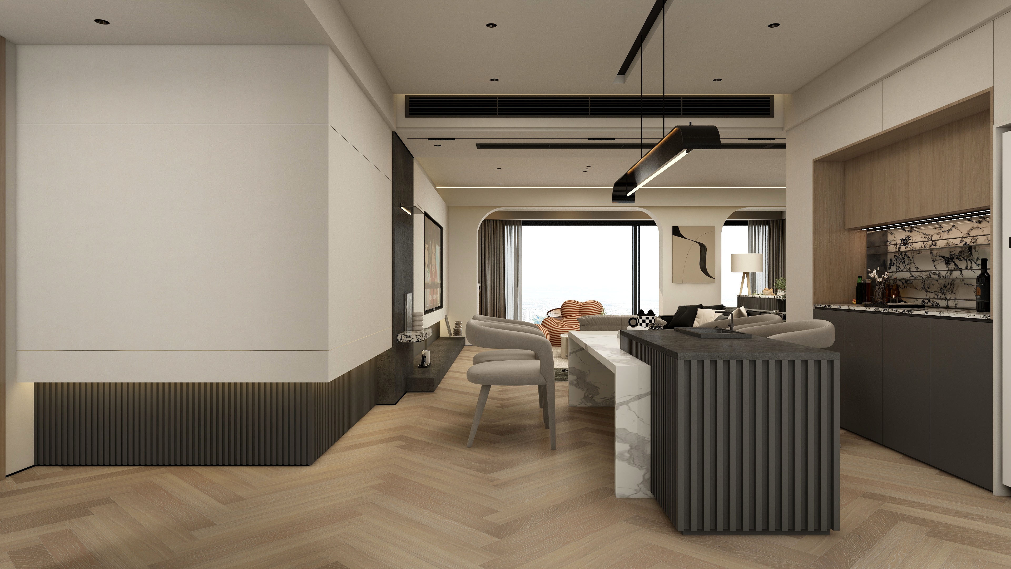 张煜强煜境设计-185平米现代简约大平层装修效果图