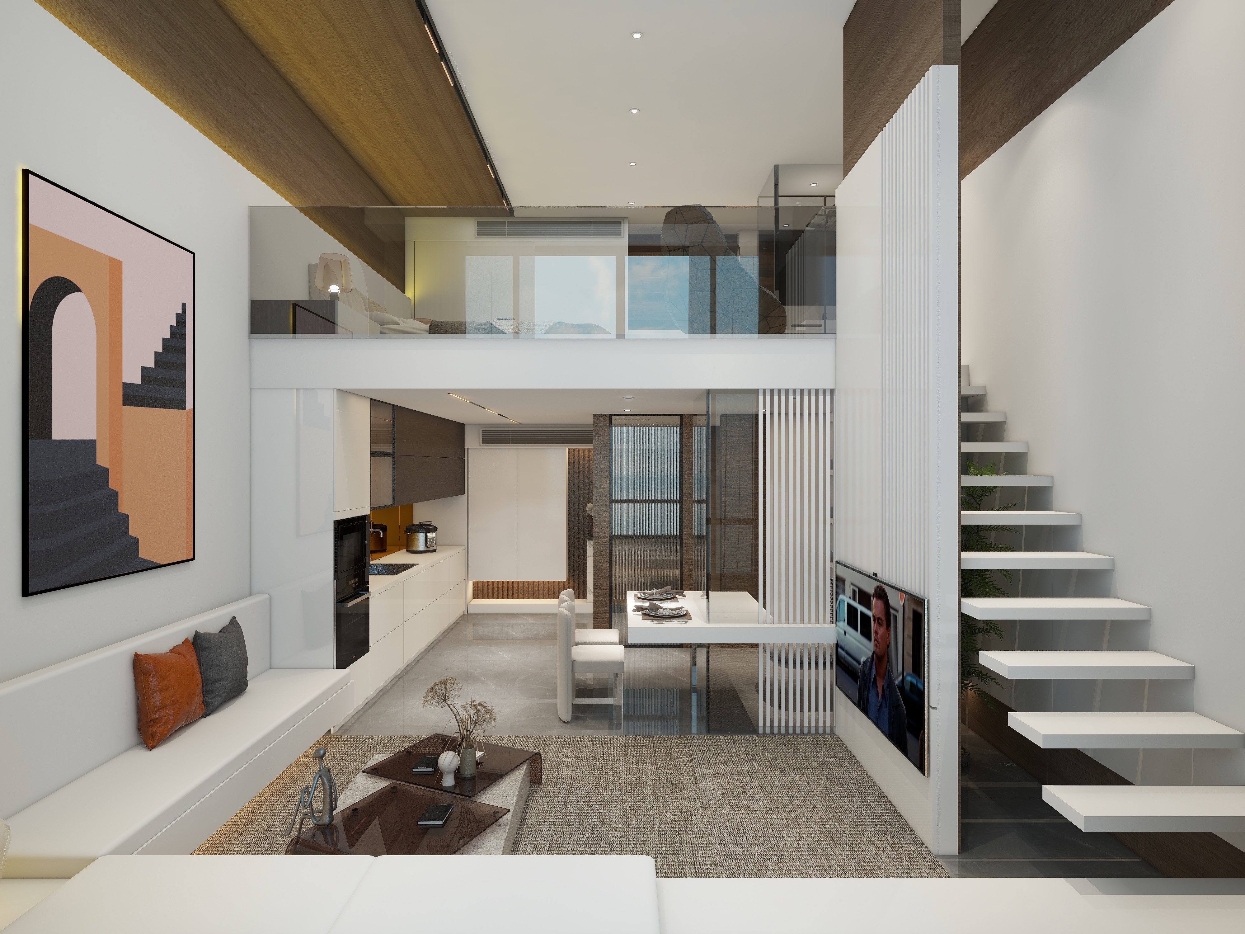 廸偉-安秀苑43m2現代風2房LOFT装修效果图