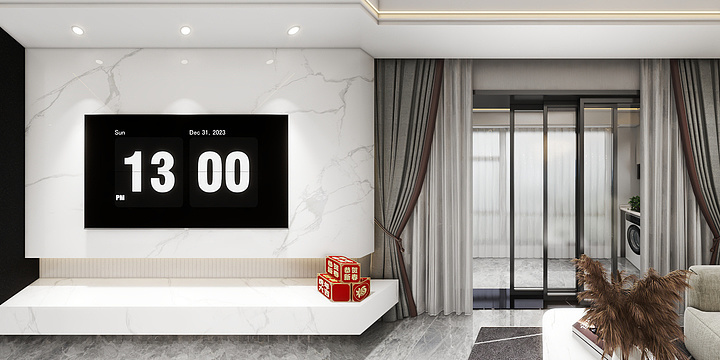 Modern Minimalist Living Room with Tech Touch