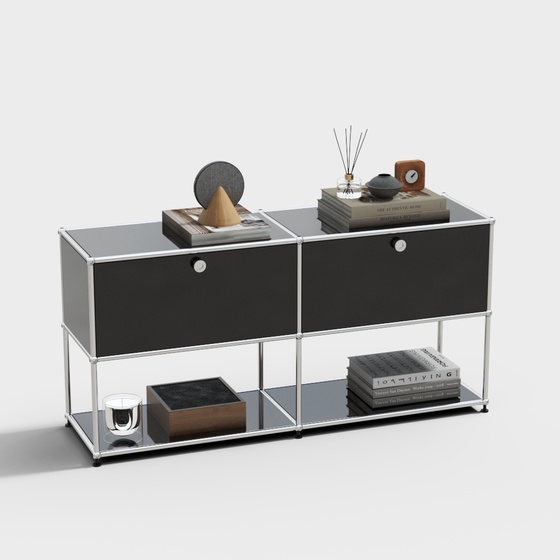 Modern Bauhaus metal style living room decorative cabinet