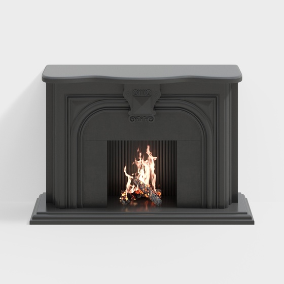 Farmhouse Gray Fireplace 3D Model for Cozy Living Rooms