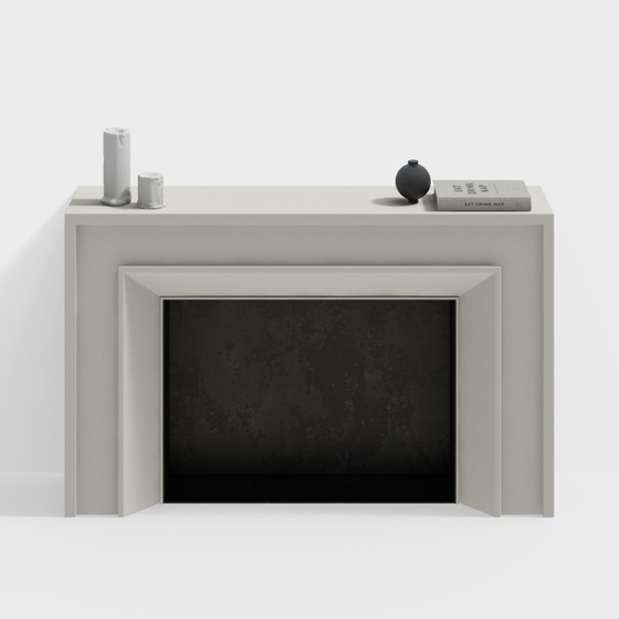 French Chinese Living Room with White Fireplace 3D Model