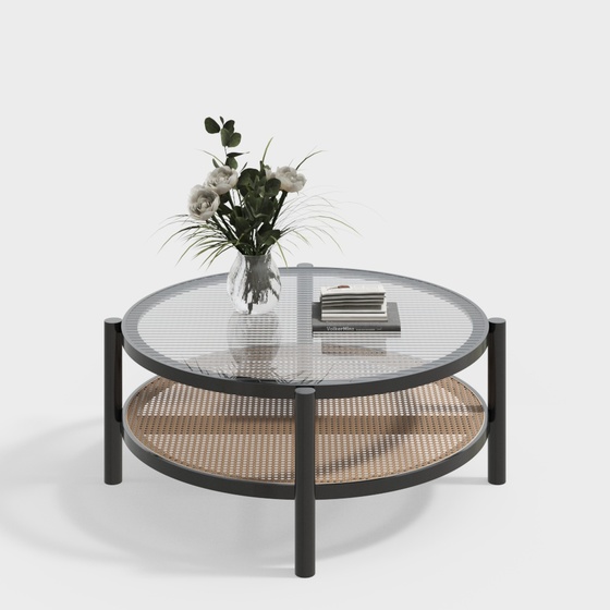 Modern vintage living room round glass end table