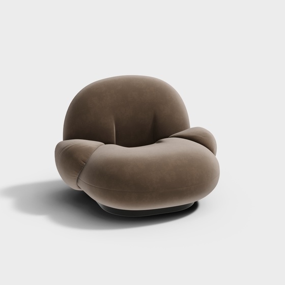 Modern Brown Fabric Couch 3D Model for Living Rooms