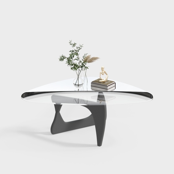 Modern Black Clear Glass Coffee Table 3D Model