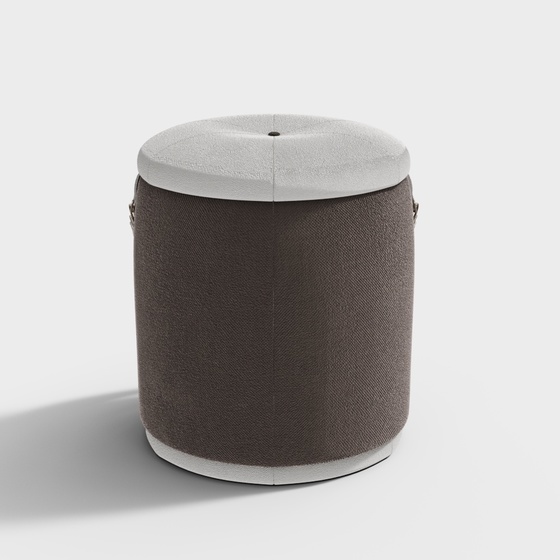 Modern Round Stool 3D Model in Brown