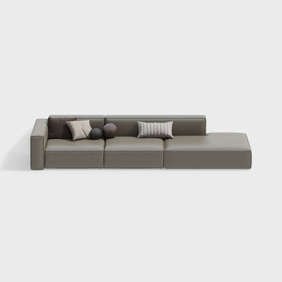 Modern cream style living room multi-person leather sofa