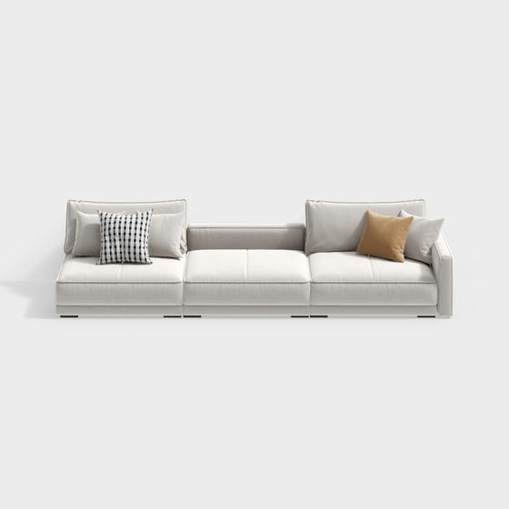 Modern cream style line-up multi-person sofa