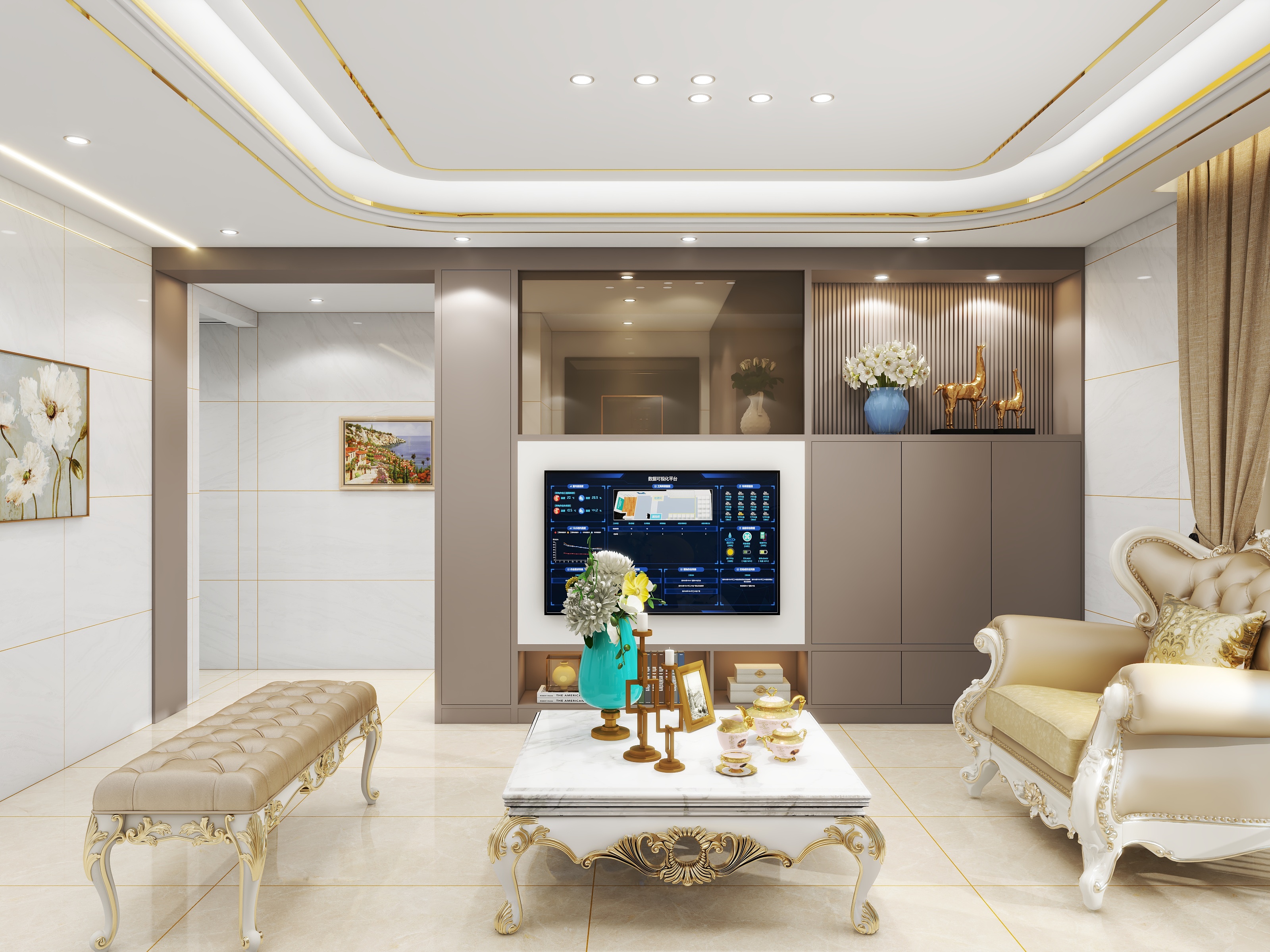 PNX-新天地·财富广场129㎡3室装修效果图