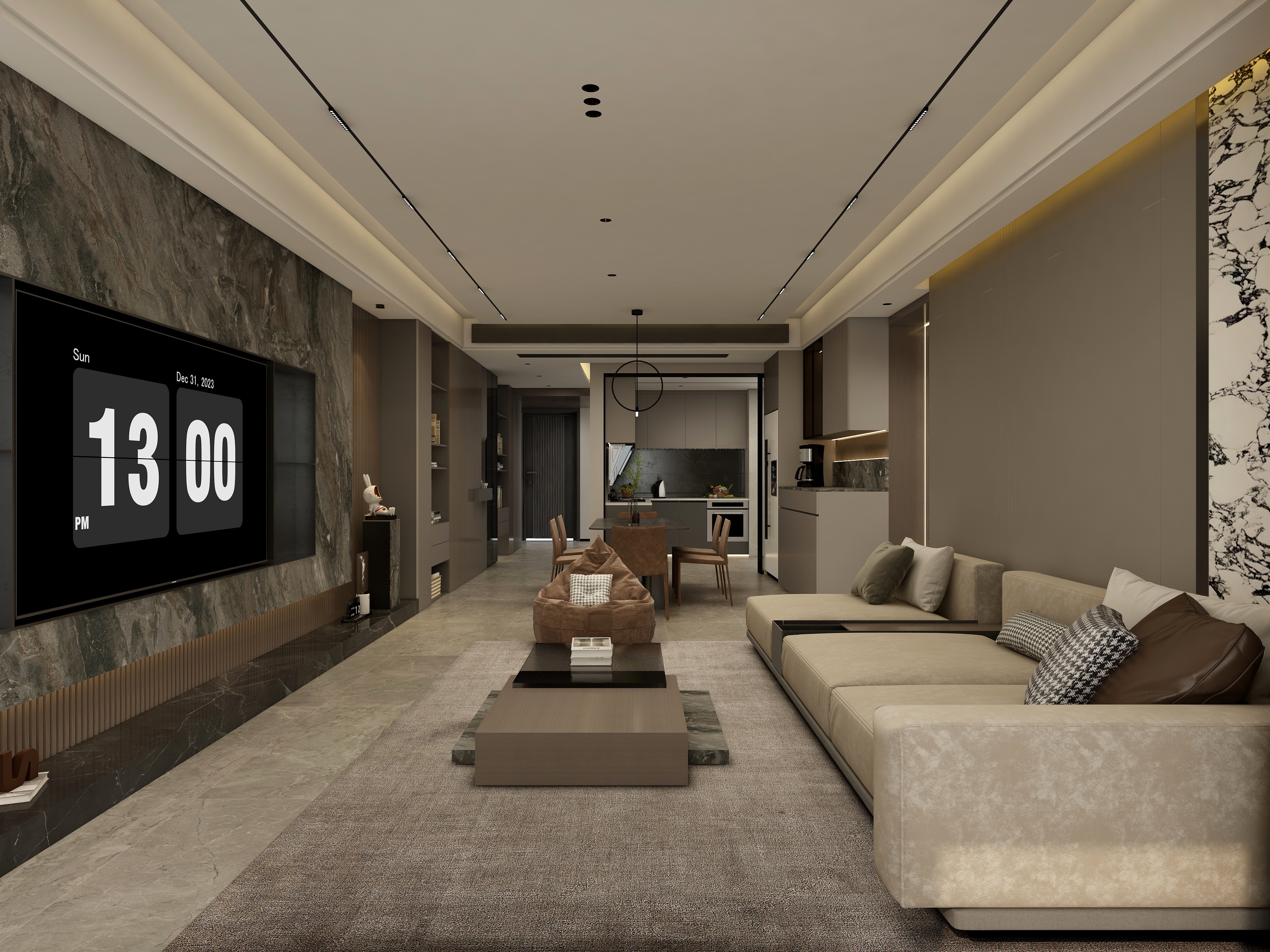 张煜强煜境设计-153平米意式轻奢四房装修效果图