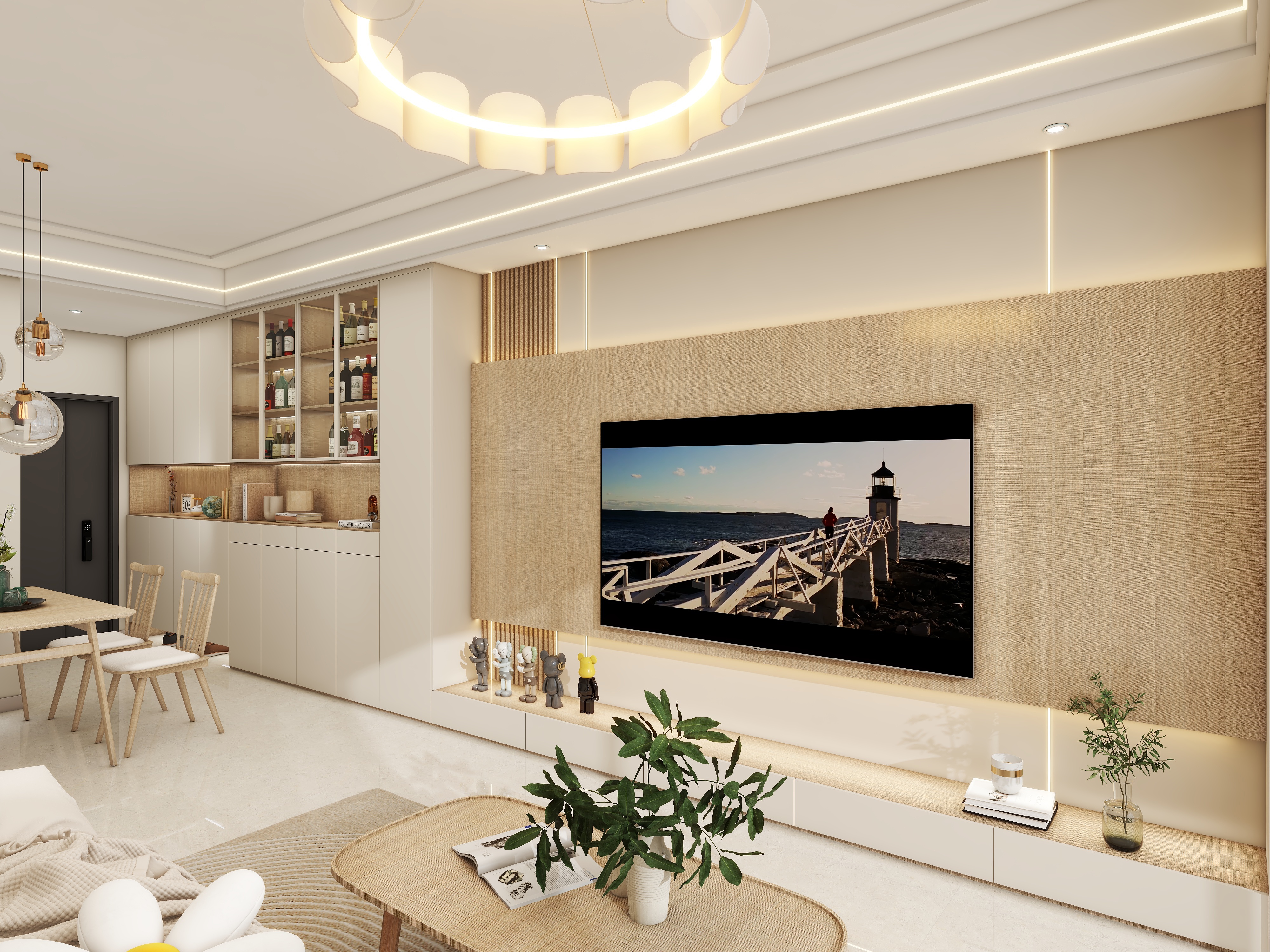 壹诺设计工作室-98㎡3室-原木风 装修效果图