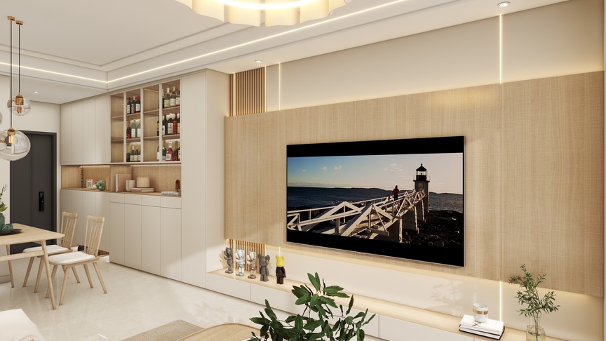 壹诺设计工作室-98㎡3室-原木风 装修效果图