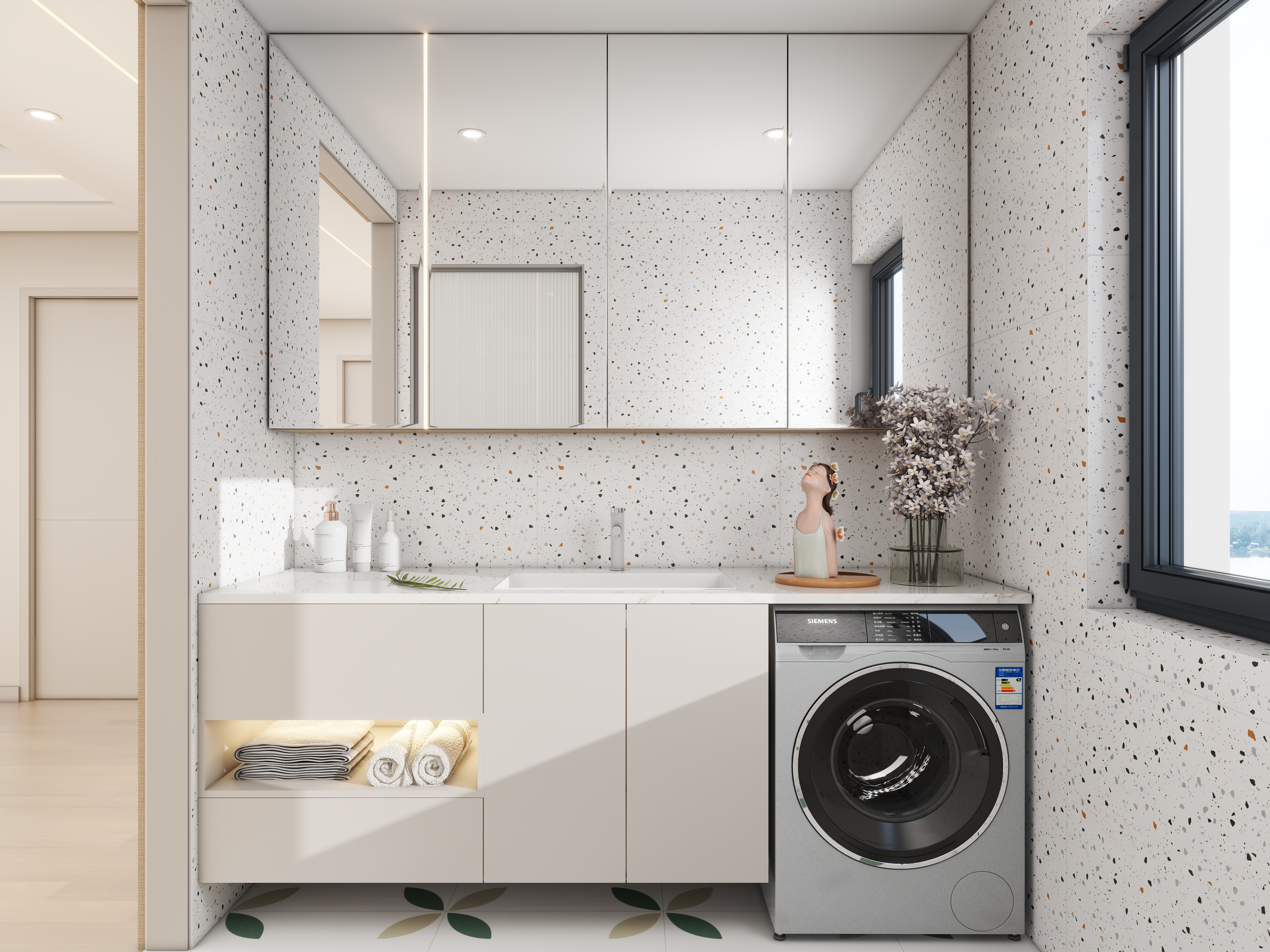 壹诺设计工作室-114㎡4室-原木风一层干区装修效果图第2张