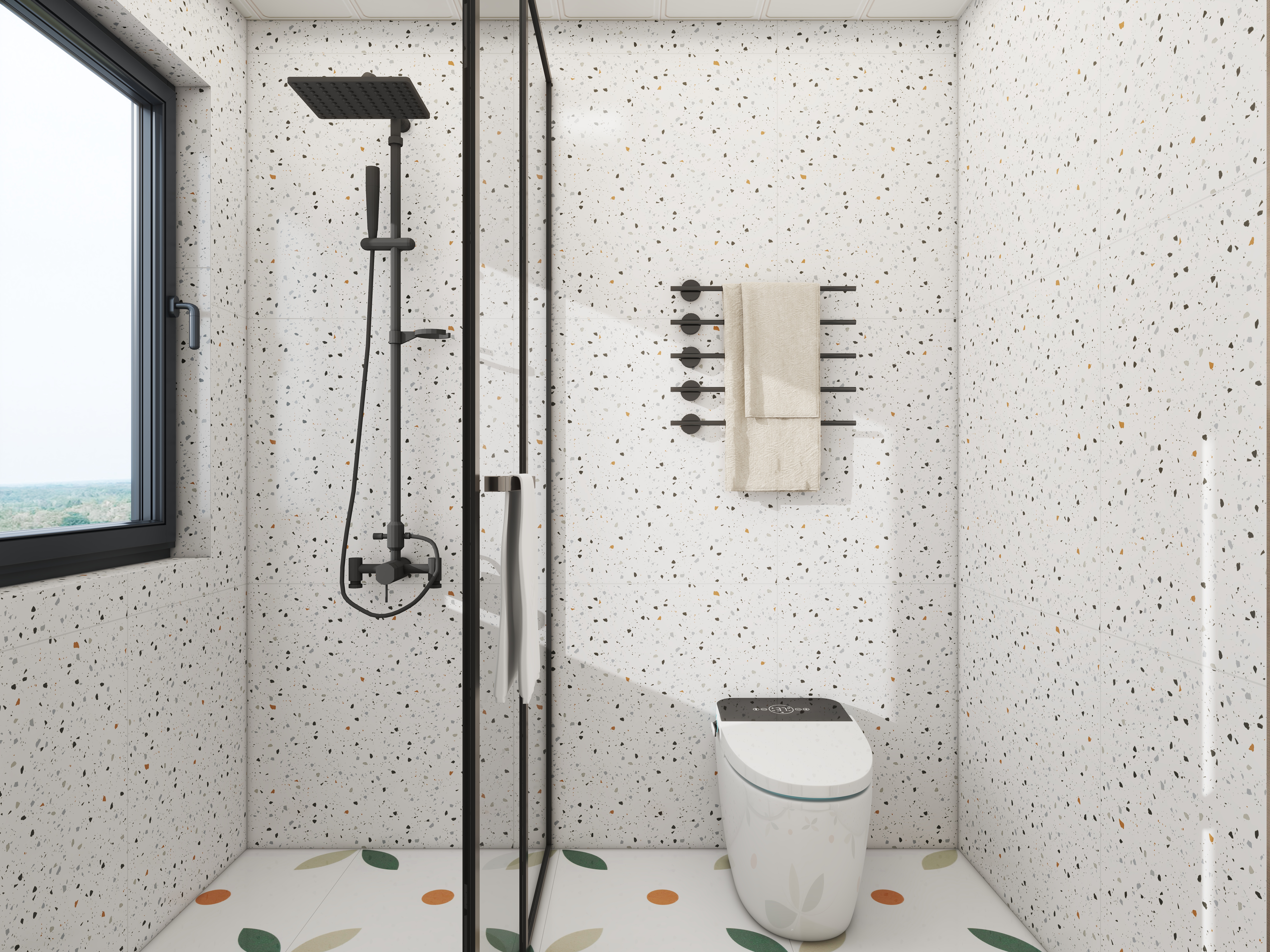 壹诺设计工作室-114㎡4室-原木风一层卫生间装修效果图第2张