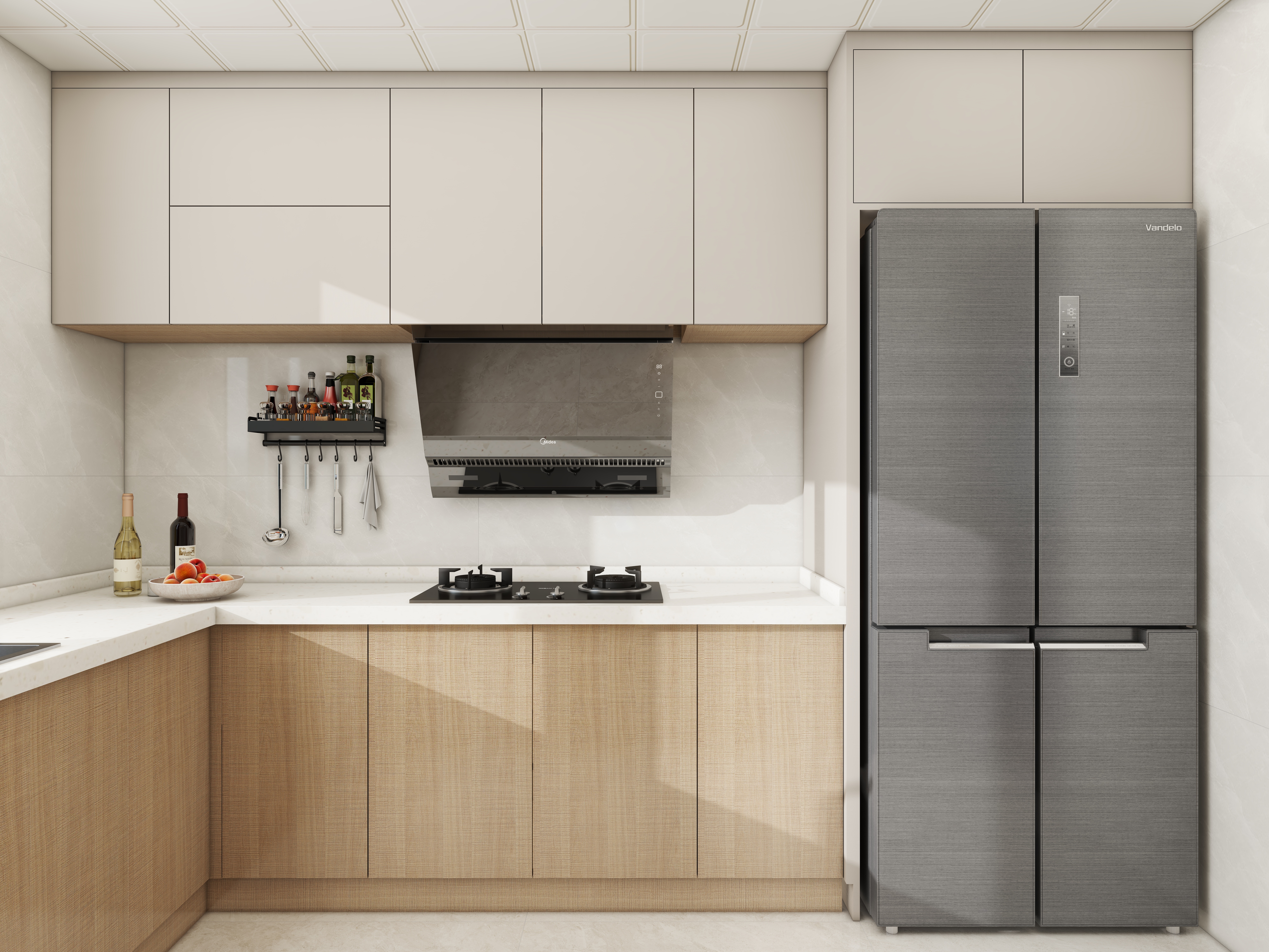 壹诺设计工作室-114㎡4室-原木风一层厨房装修效果图第2张