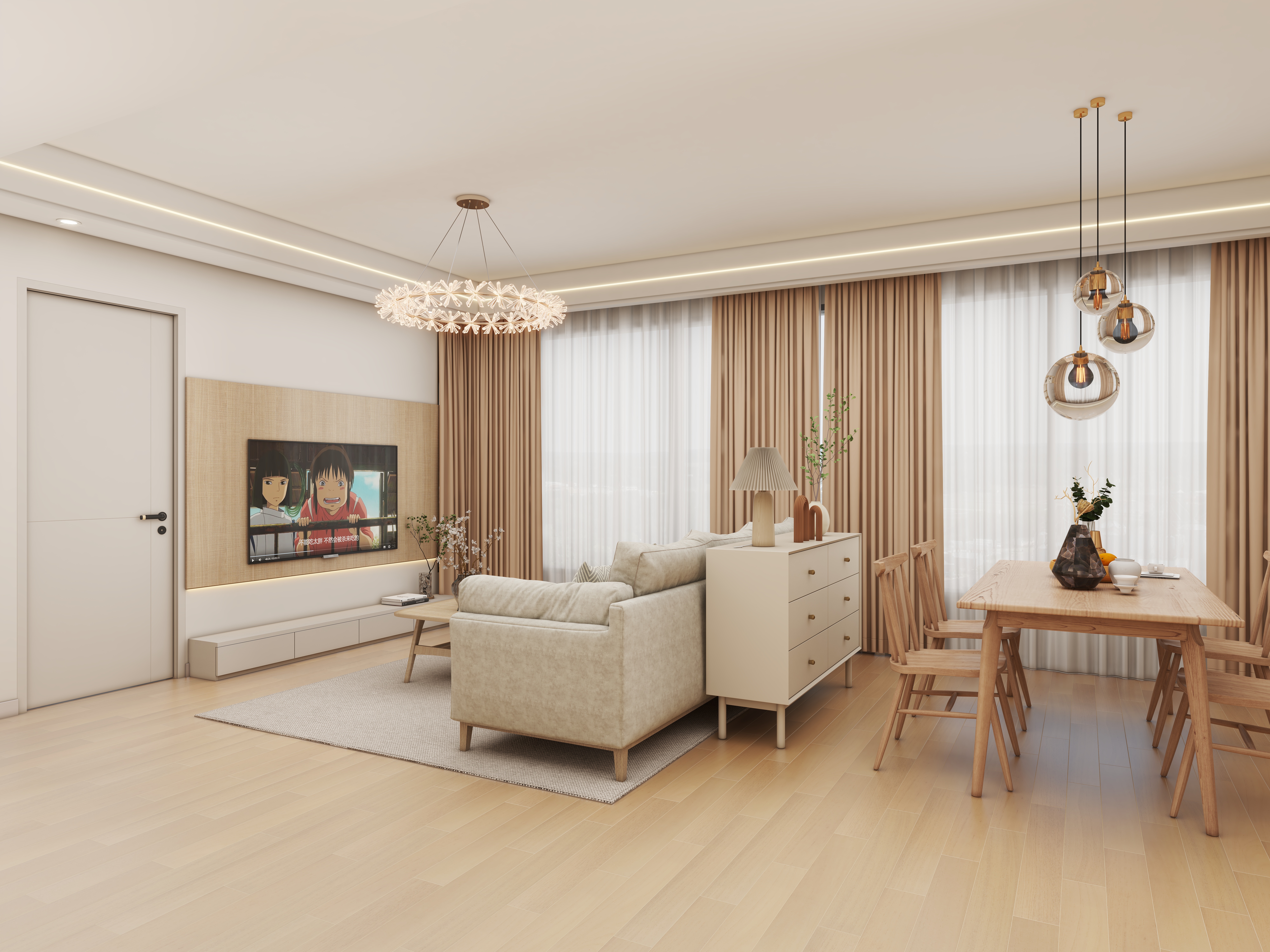 壹诺设计工作室-122㎡4室-原木风装修效果图