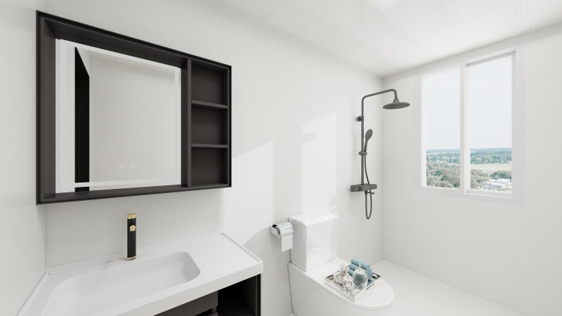 Modern Minimalist Bathroom with Black & White